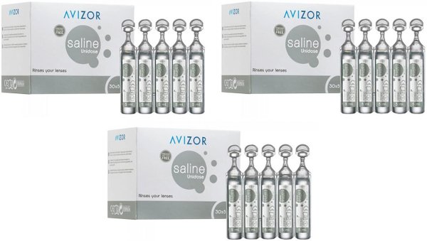 Avizor Saline Unit Dose (UD) TRIPLE PACK (90 vials)