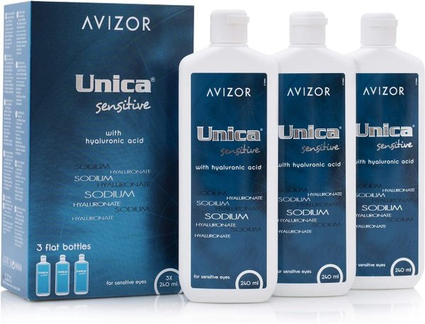 Avizor Unica Sensitive Contact Lens Solution - TRIPLE PACK (3 x 240ml)